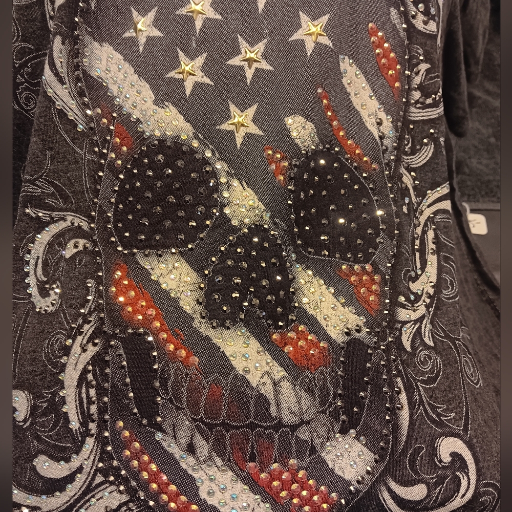 LAST ONE!! NEW. Vocal Black and Red Graphic Embellished Short Sleeve Tee - Picture 2 of 6